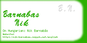 barnabas nik business card